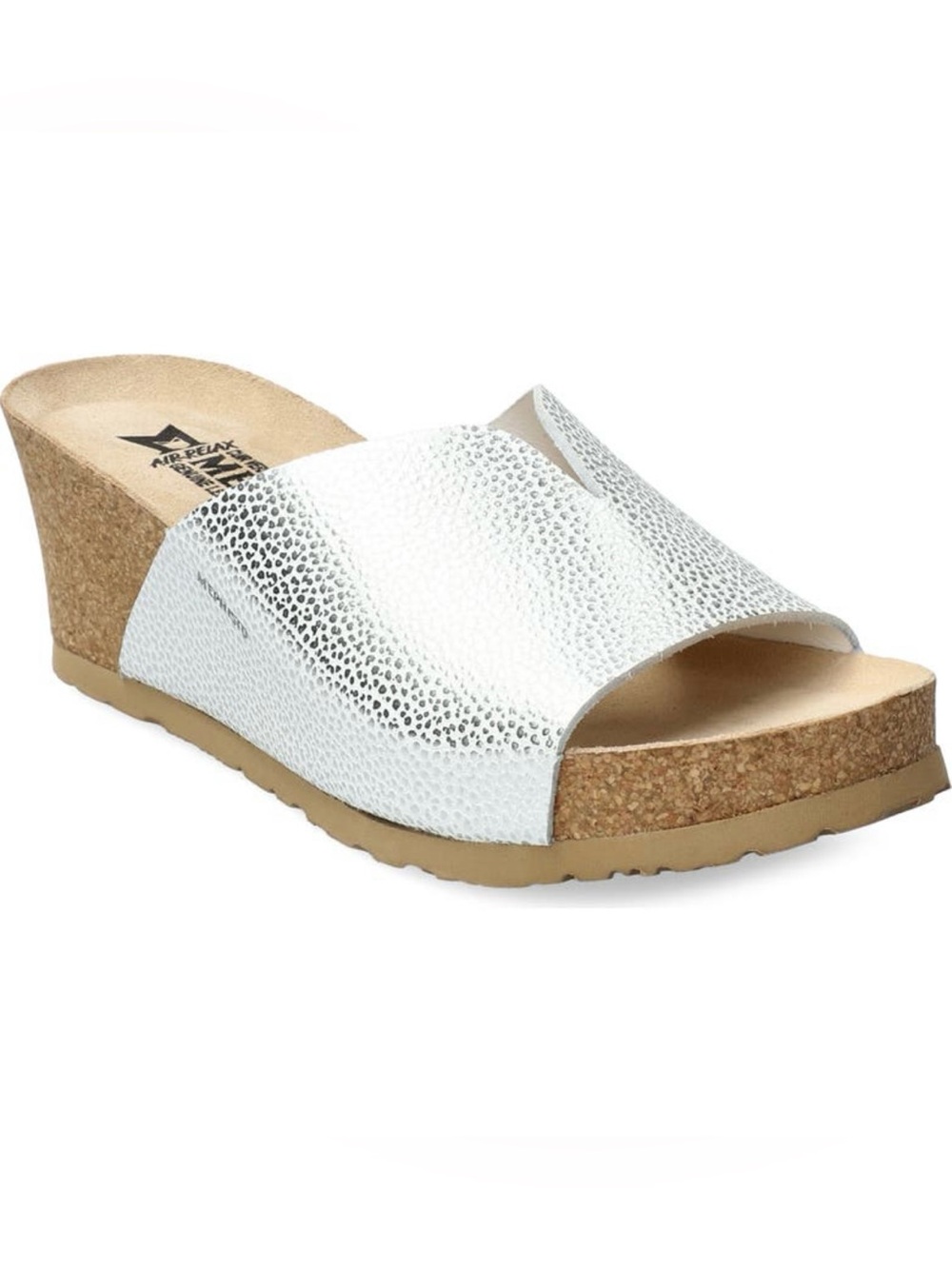 Mephisto Lisane Silver Metallic Slide Wedge, Sz 39/7.5